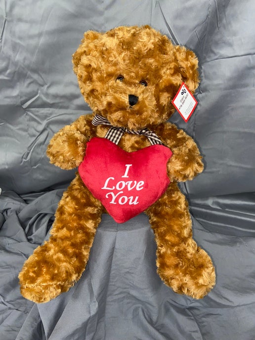 "I love you" Brown Bear with Checked Tie