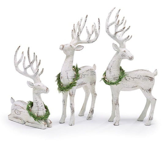 WHITEWASHED DEER DECOR