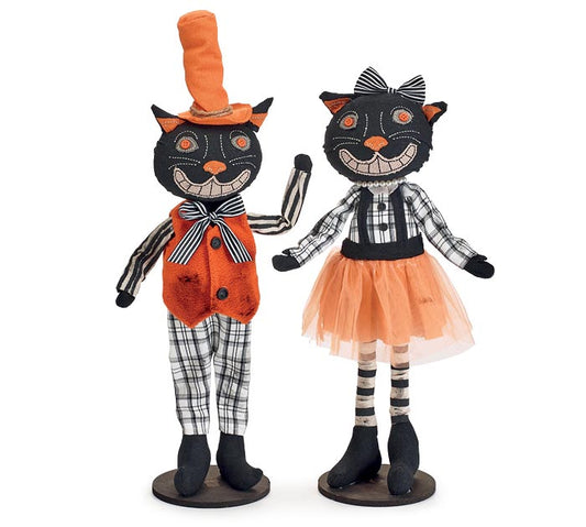 STANDING BOY AND GIRL HALLOWEEN CATS