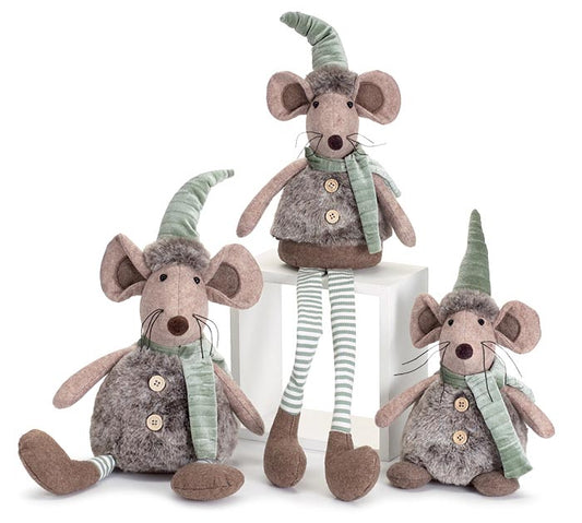 DECORATIVE BROWN AND GREEN MOUSE FAMILY