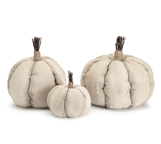 DISTRESSED CREAM PUMPKINS 3 SIZES