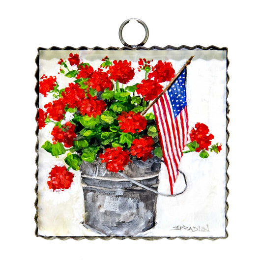 Mini Bucket of Geraniums Print