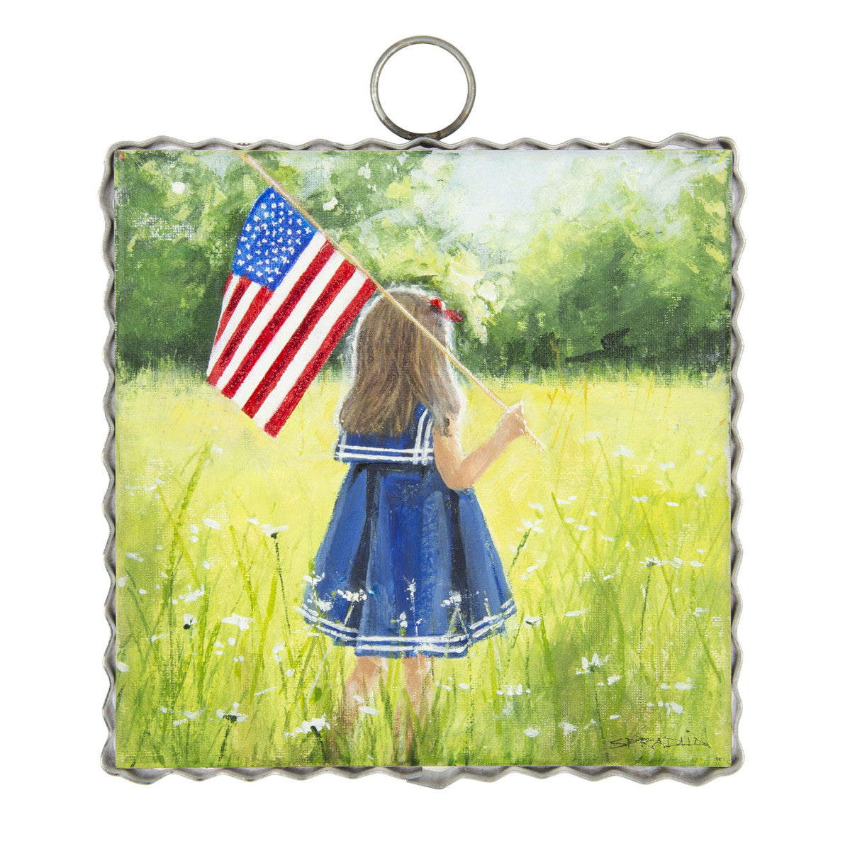 Mini Gallery Girl and Flag Print