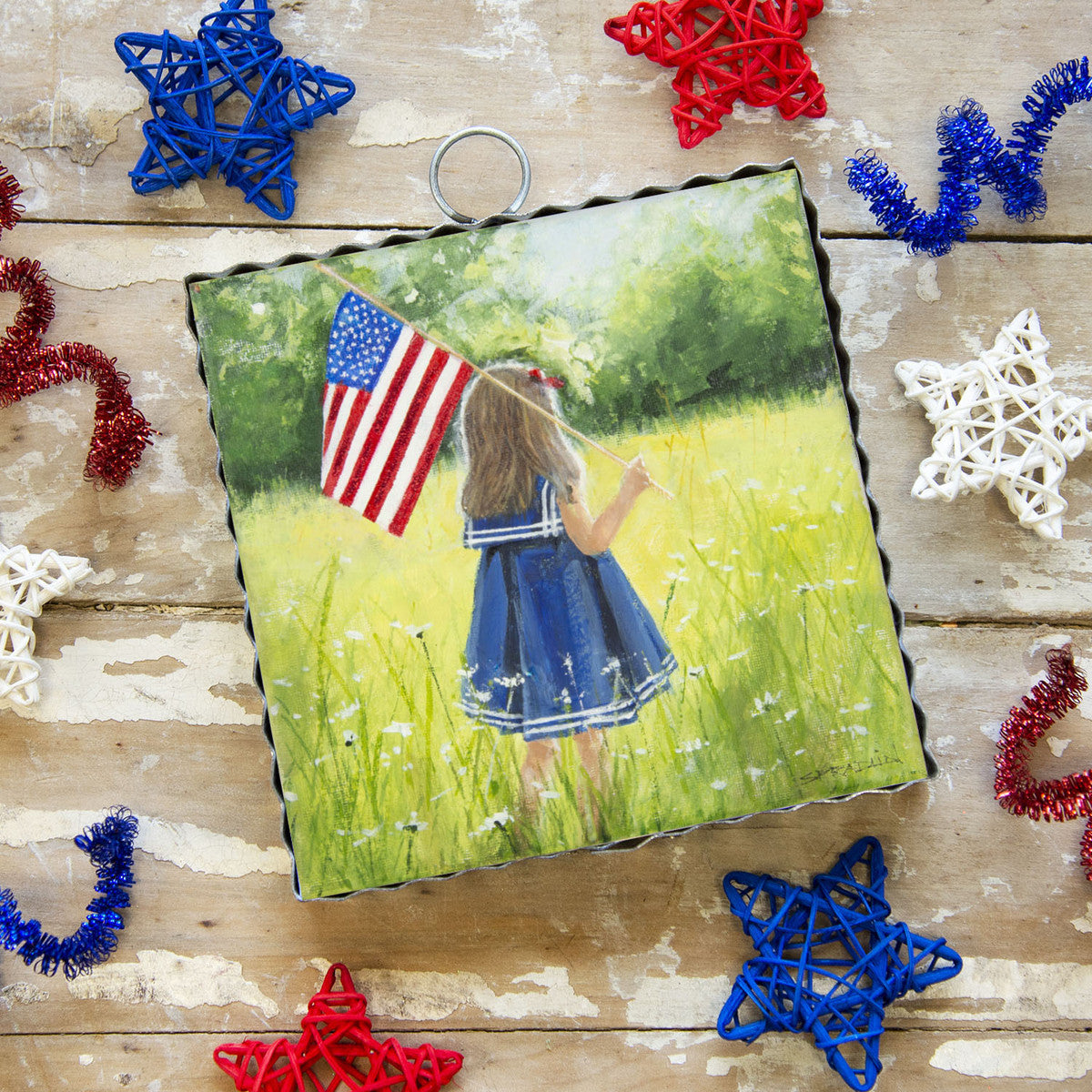 Mini Gallery Girl and Flag Print