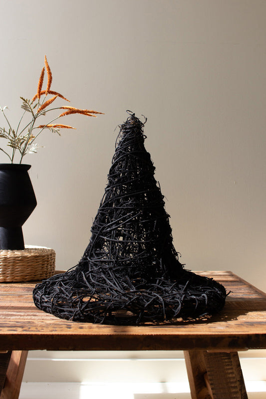Black Painted Twig Witch Hat