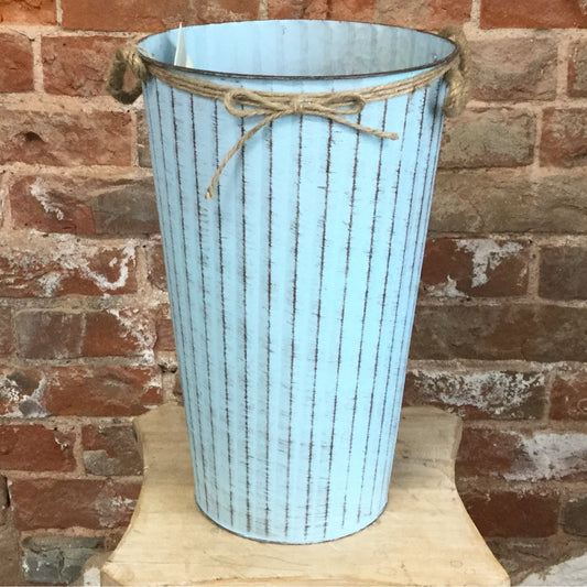 Tall Blue Bucket With Rope Handles