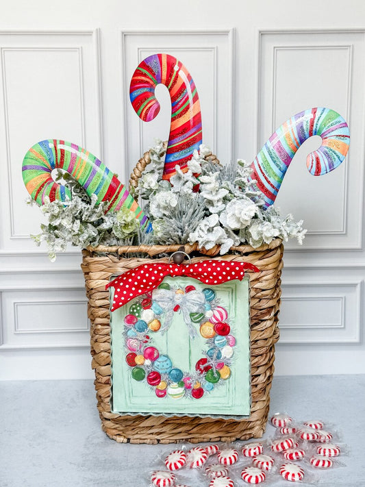 Mini Wreath of Colorful Baubles Print