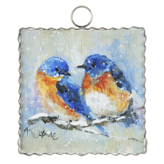 Mini Winter Blue Birds Print