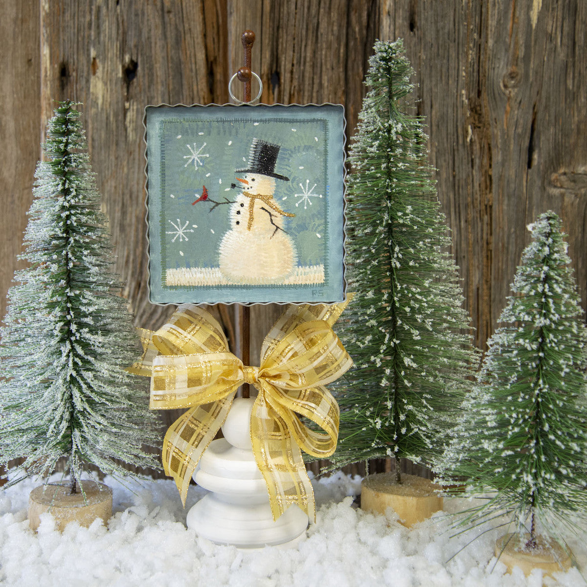 Mini Hook Rug Snowman Print