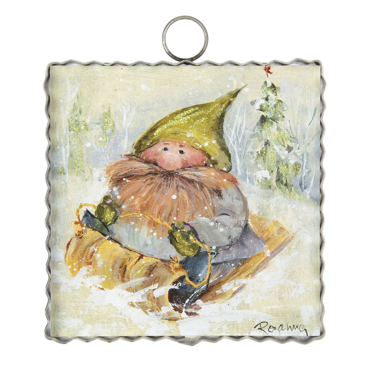 Mini Sledding Gnome Print