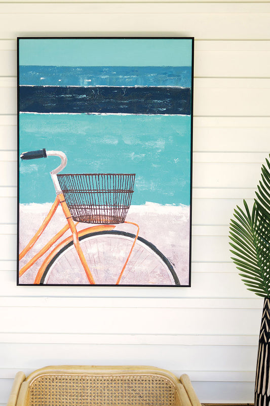 FRAMED BICYCLE OIL PAINTING