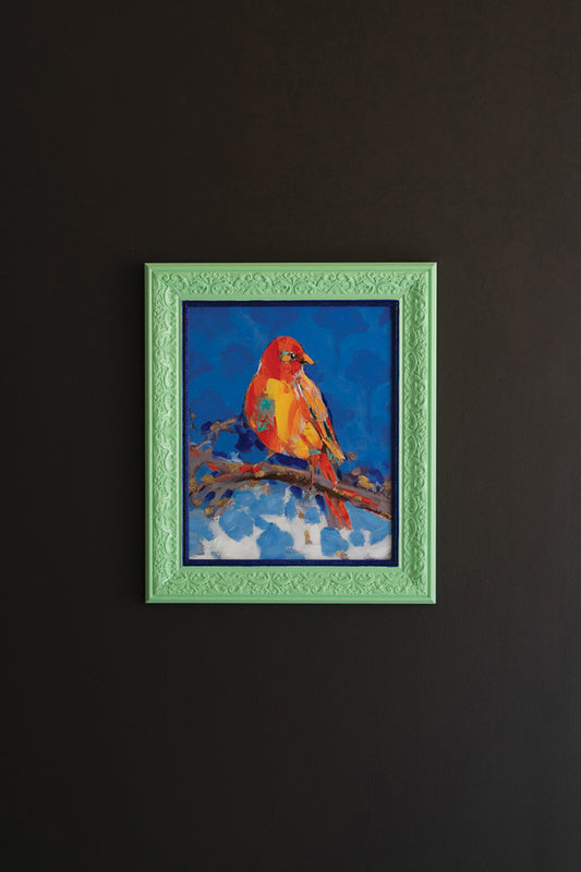 Framed Green and Blue Bird