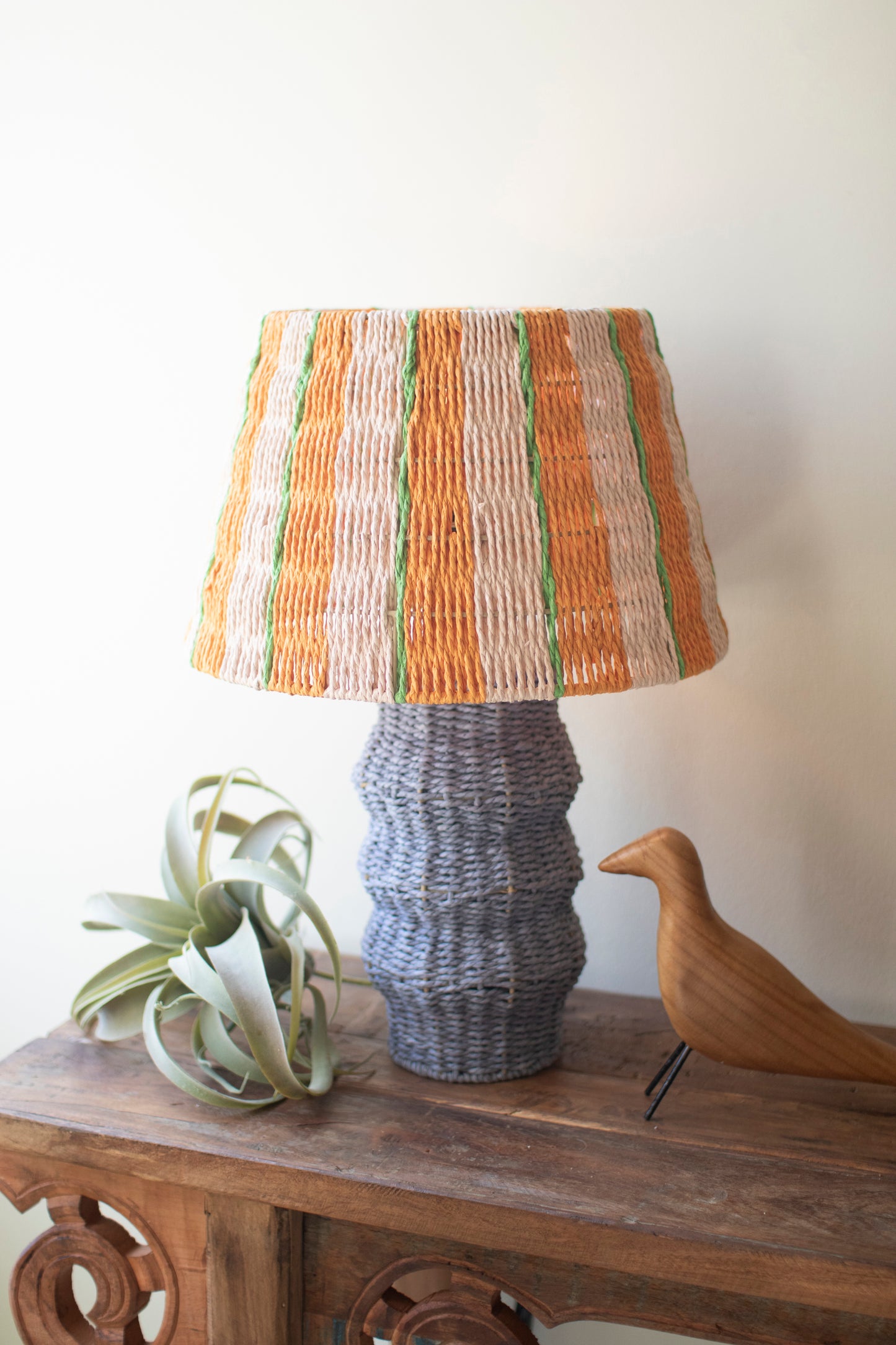 RECYCLED PAPER ROPE AND IRON TABLE LAMP