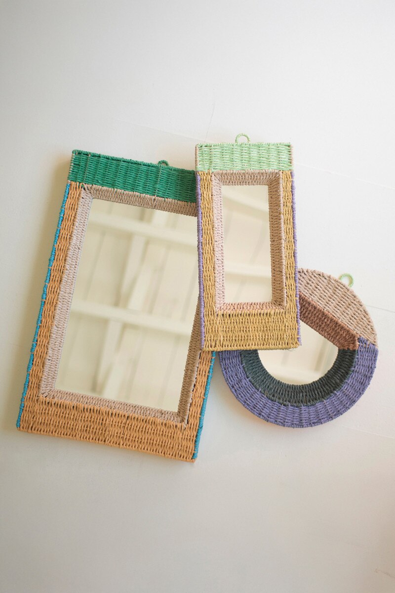 Set of 3 Recycled Paper Framed Mirrors