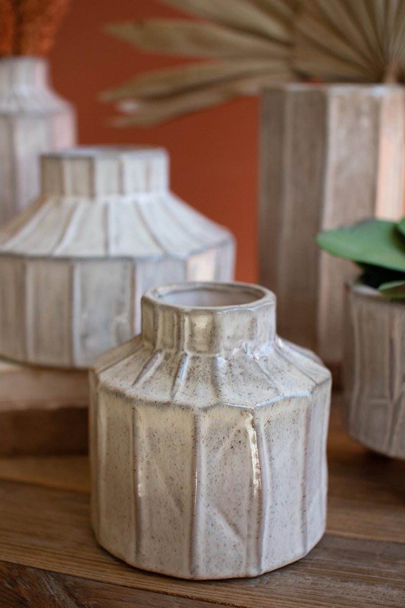 Set of 5 White Ceramic Planters