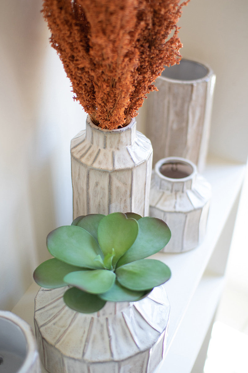 Set of 5 White Ceramic Planters