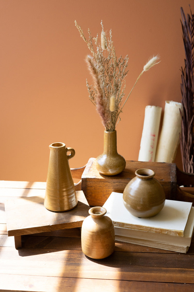 SET OF FOUR STONEWARE BUD VASES