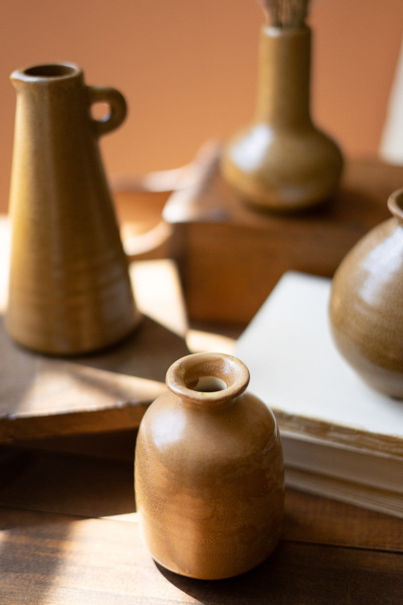 SET OF FOUR STONEWARE BUD VASES