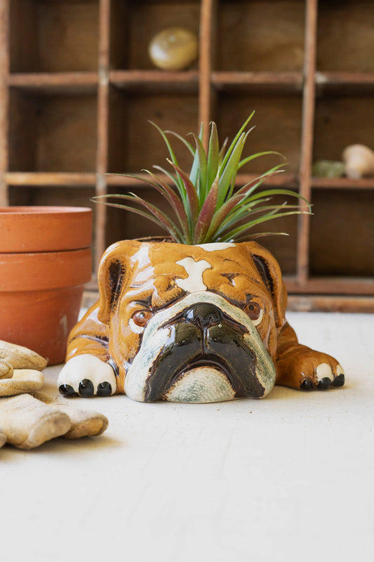 Ceramic Bulldog Planter