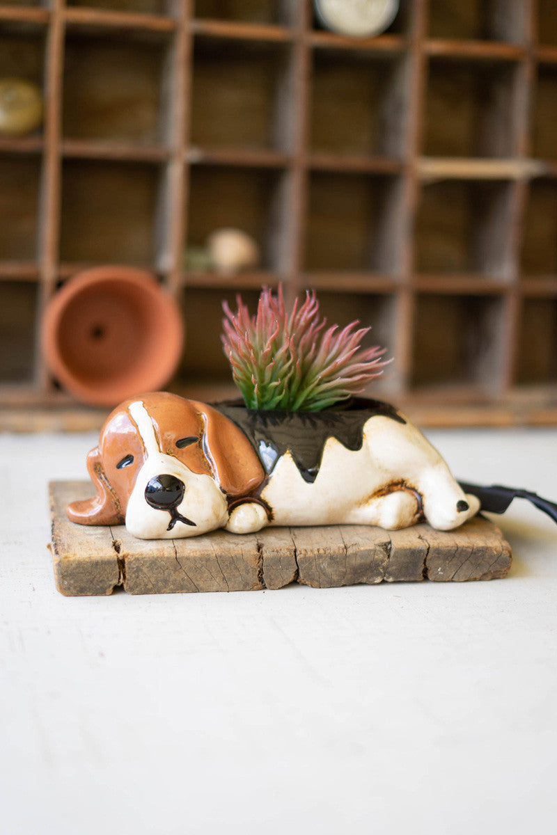 CERAMIC BEAGLE PLANTER