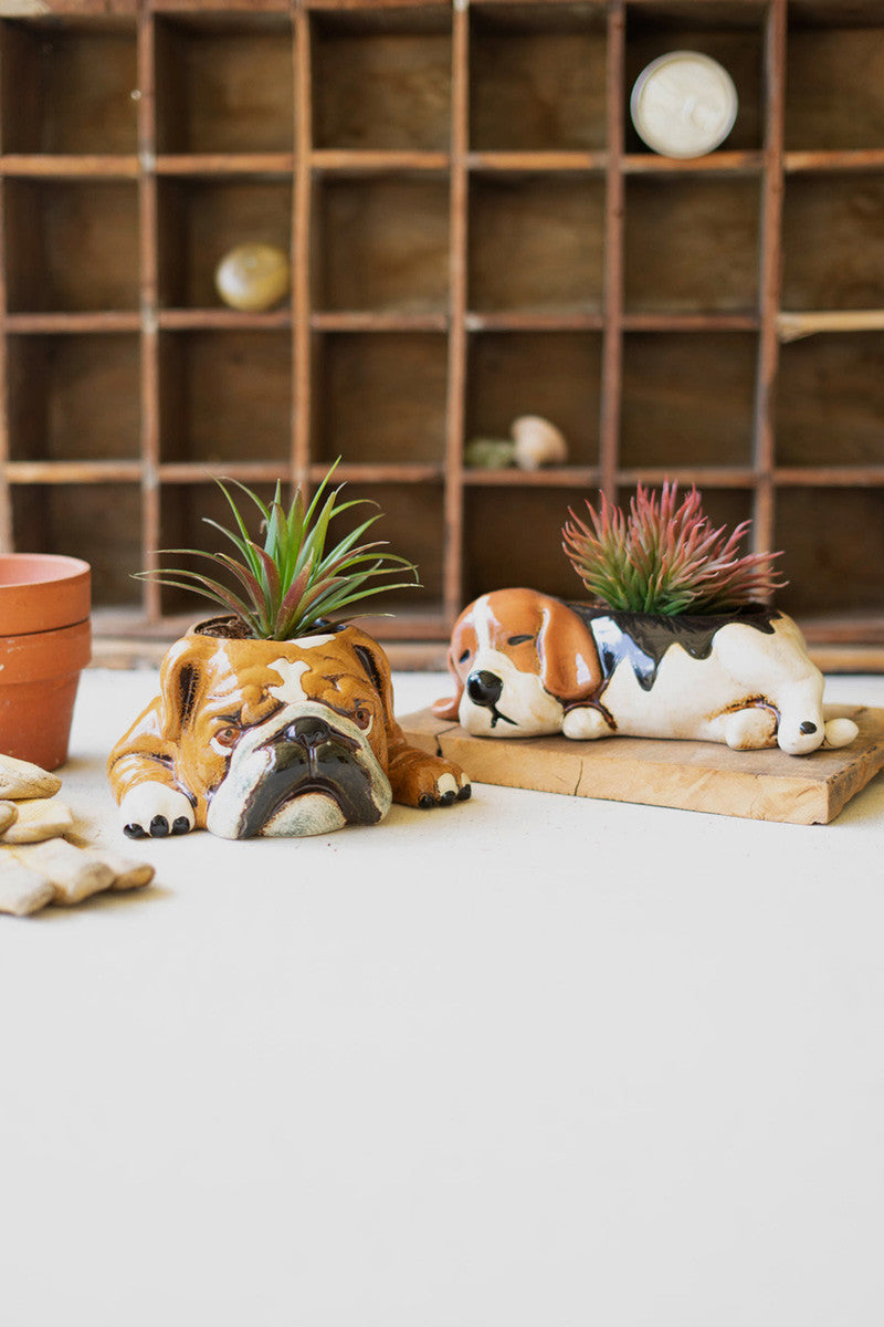 CERAMIC BEAGLE PLANTER