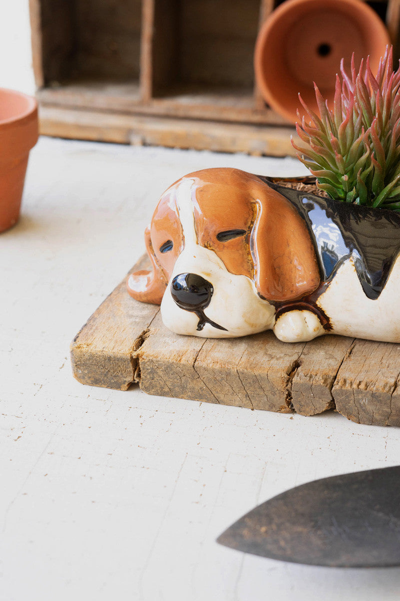 CERAMIC BEAGLE PLANTER