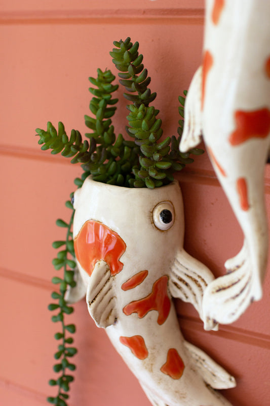 CERAMIC KOI WALL PLANTER