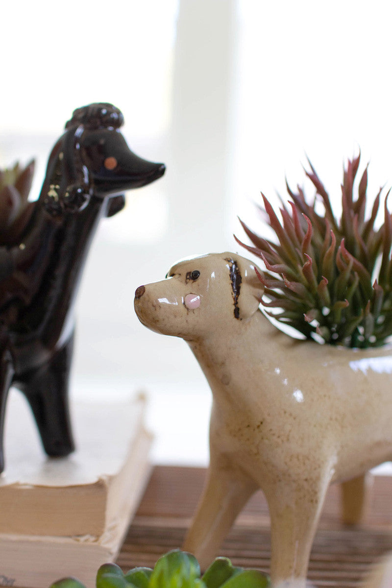 SET OF FIVE CERAMIC DOG PLANTERS