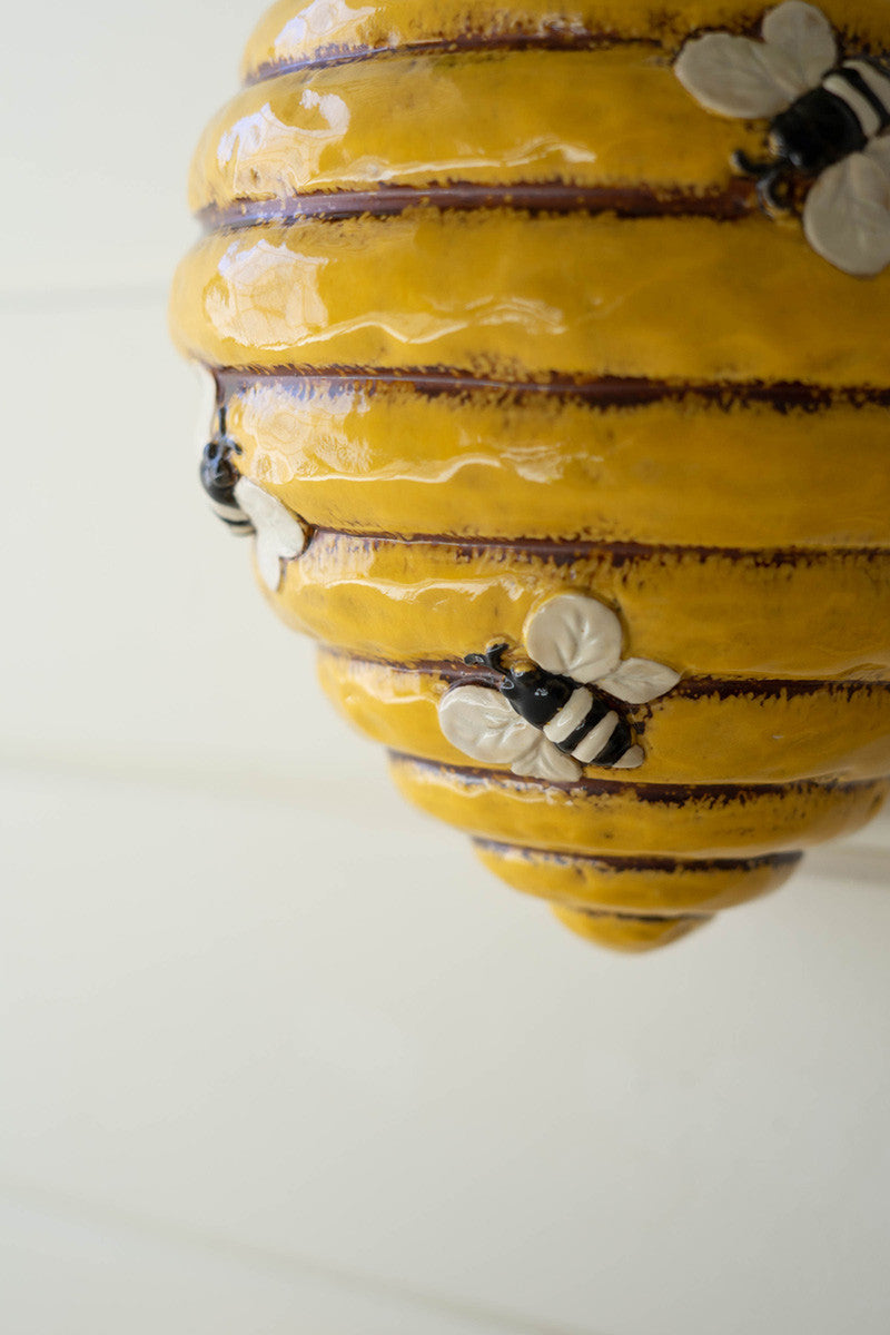 CERAMIC BEE HIVE WALL PLANTER