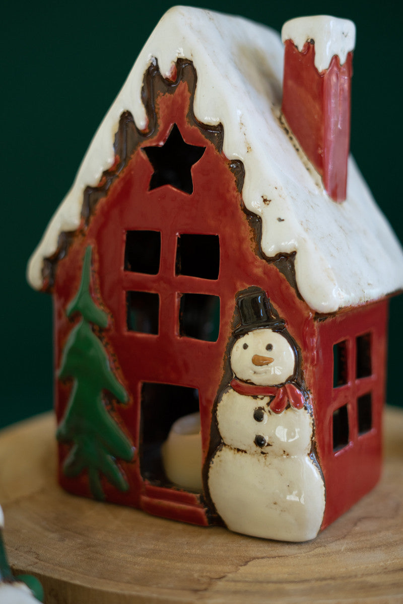 SET OF TWO CERAMIC CHRISTMAS TRUCK AND HOUSE