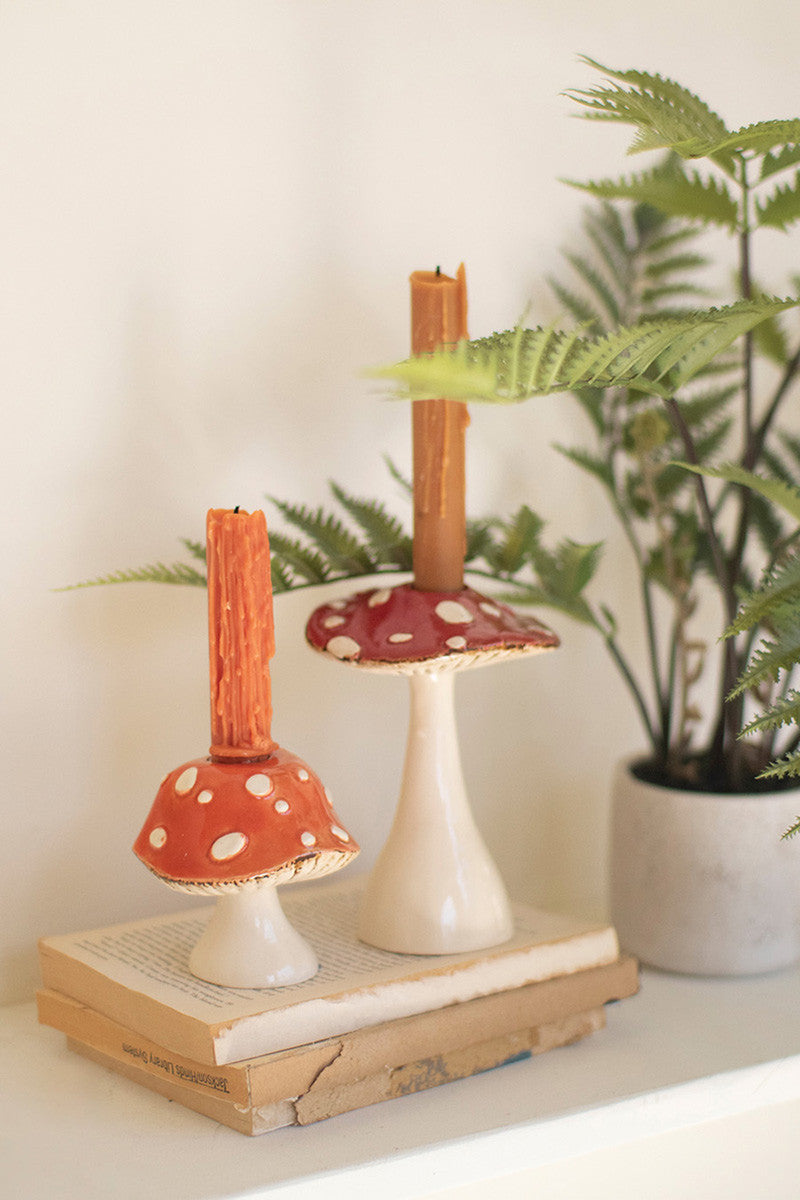 Set of 2 Ceramic Toadstool Taper Holders