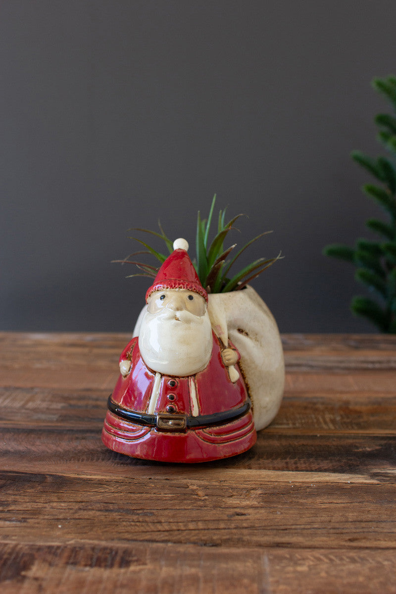 Ceramic Santa with Toy Sack Planter