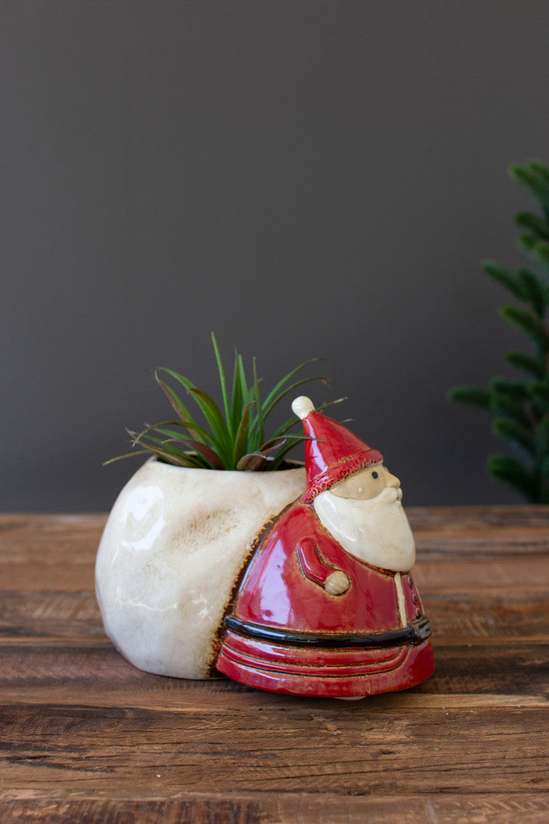 Ceramic Santa with Toy Sack Planter