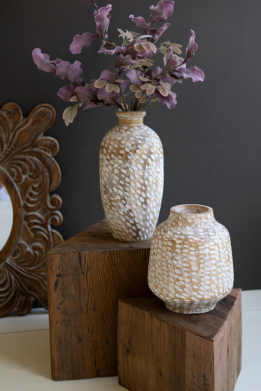 White-Washed Wood Vase #1