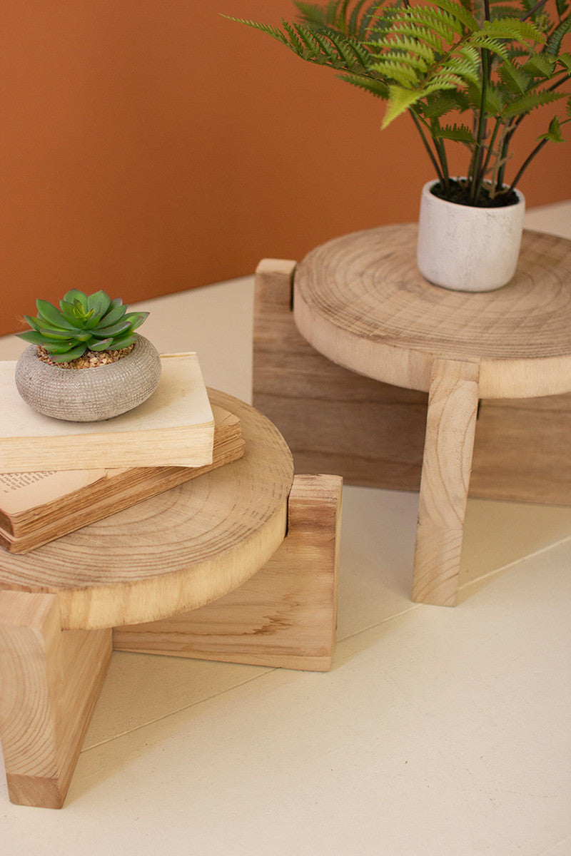 Set of 2 Wooden Display Stools