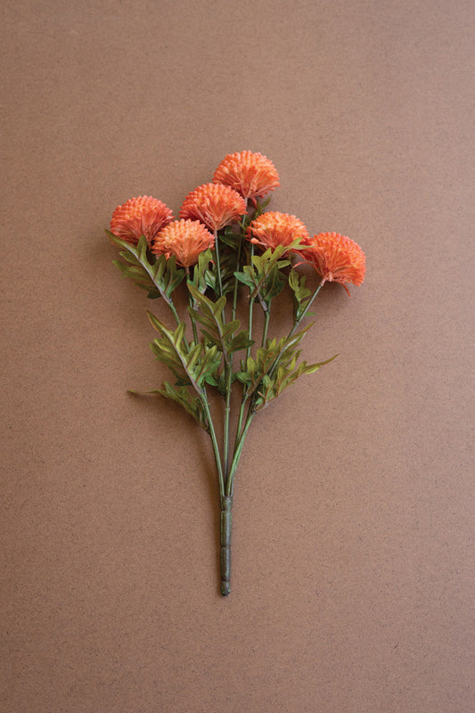 Bundle of 7 Artificial Orange Ball Dahlias