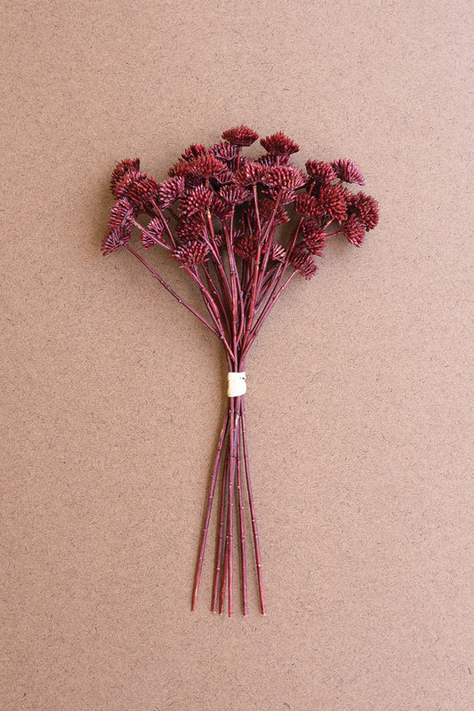 Bundle of 6 Artificial Burgundy Mini Flowers