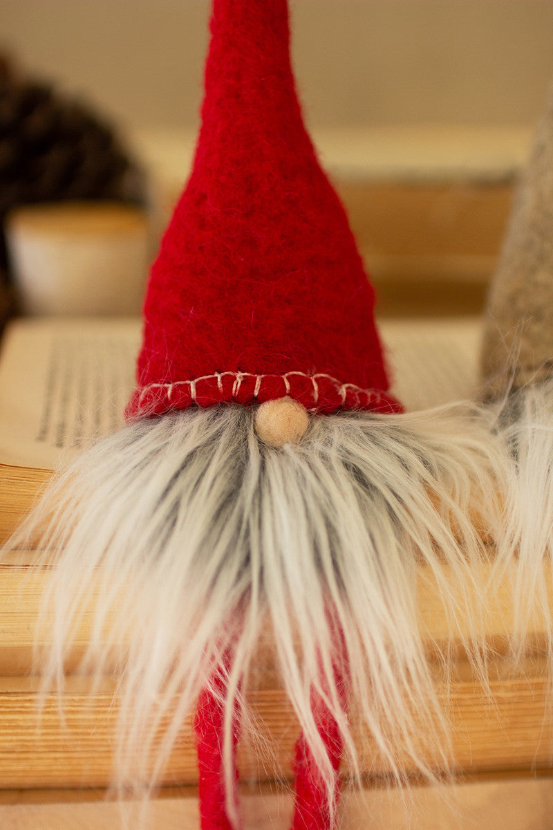 SET OF THREE FELT CHRISTMAS GNOME SHELF SITTERS