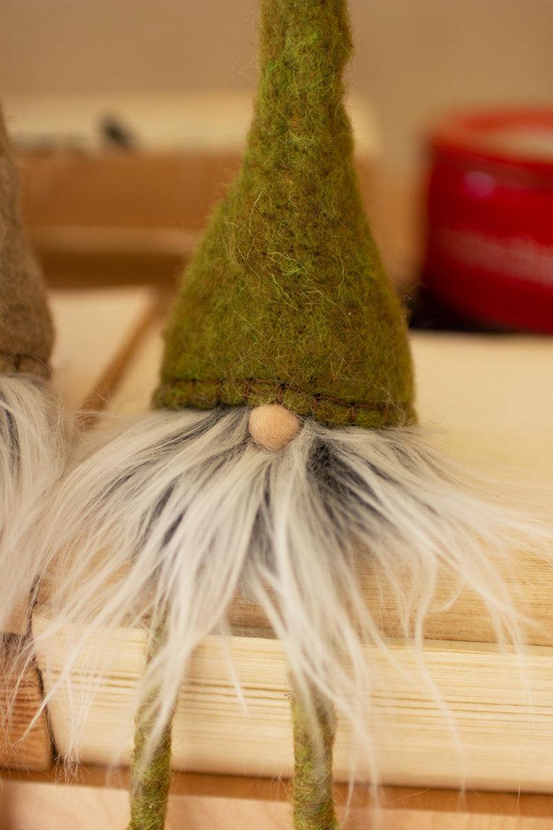 SET OF THREE FELT CHRISTMAS GNOME SHELF SITTERS