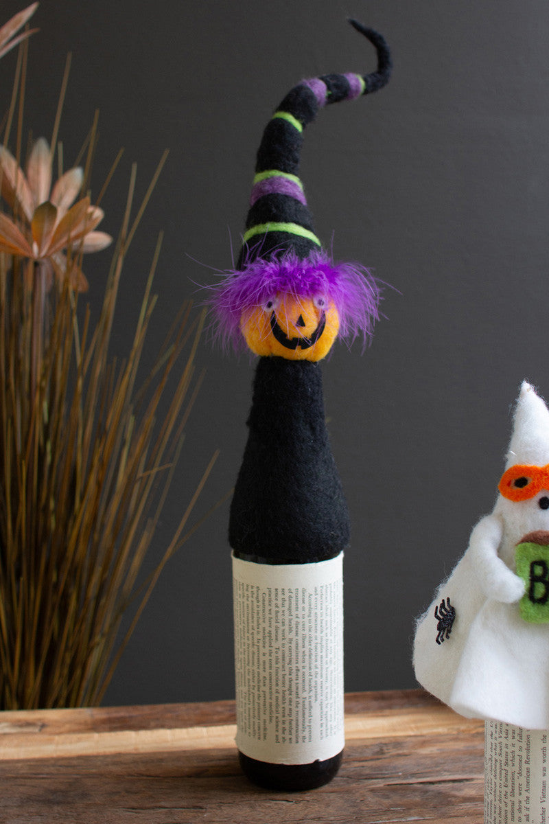 Felt Halloween Bottle Topper / Jack-O-Lantern