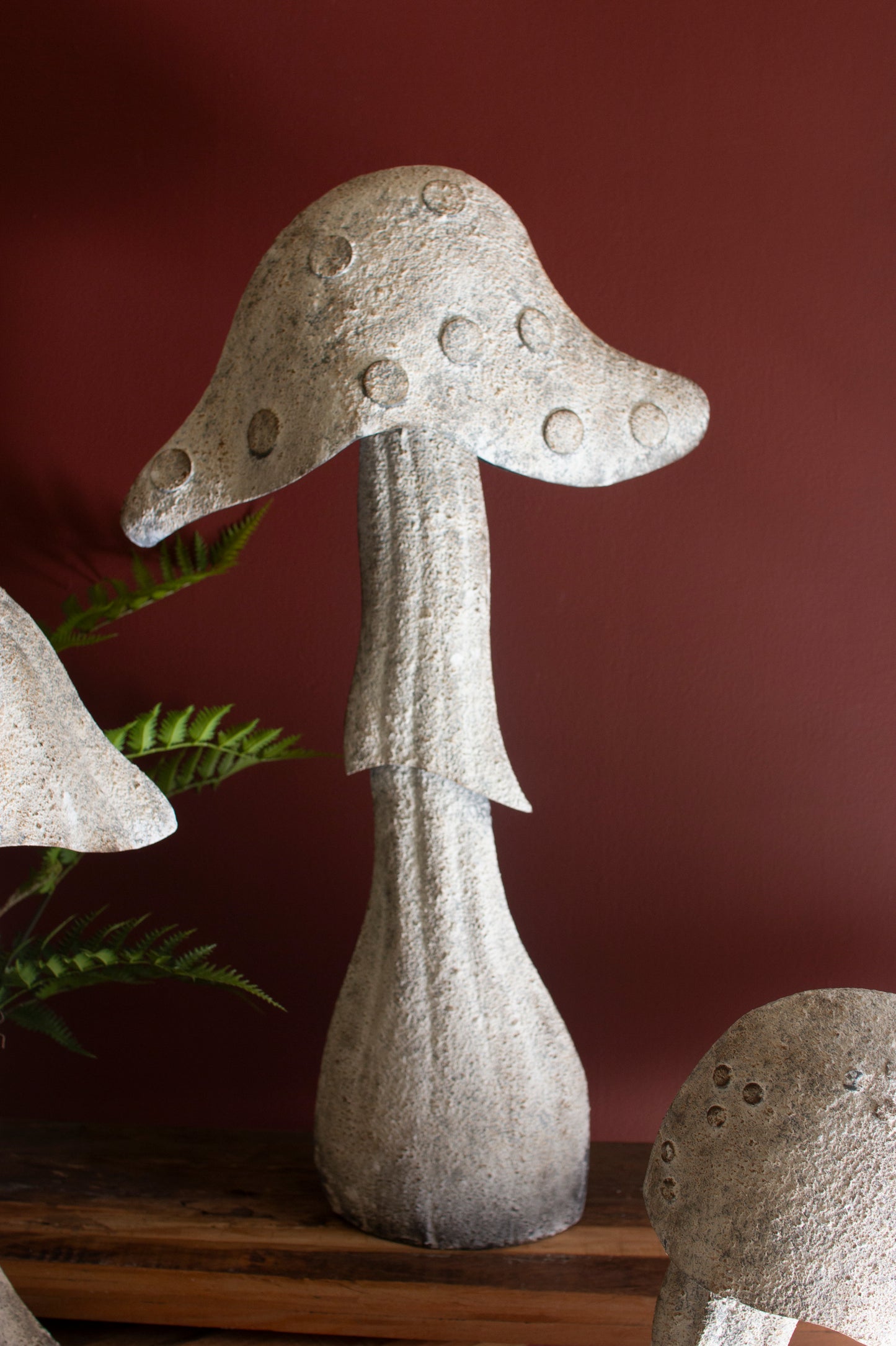 Set of 3 Rustic Metal Mushrooms