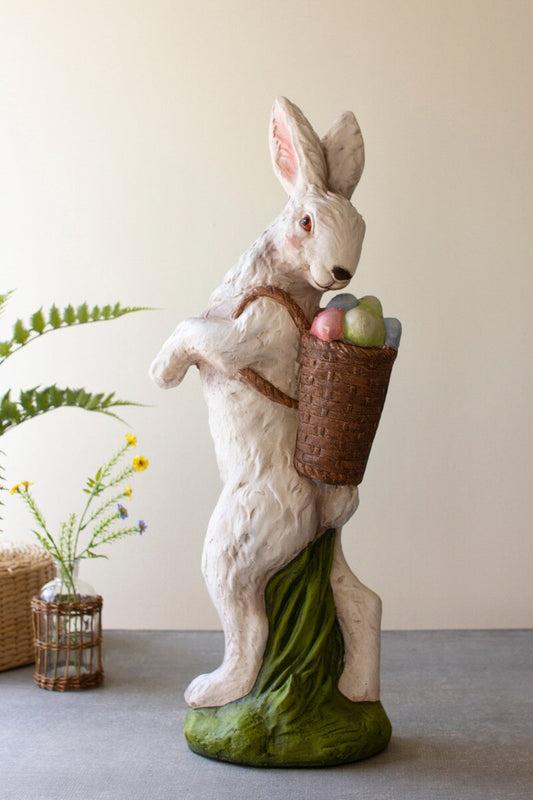 Resin Easter Bunny with Basket of Eggs