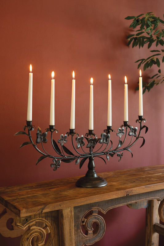 Metal Flowers Taper Candelabra