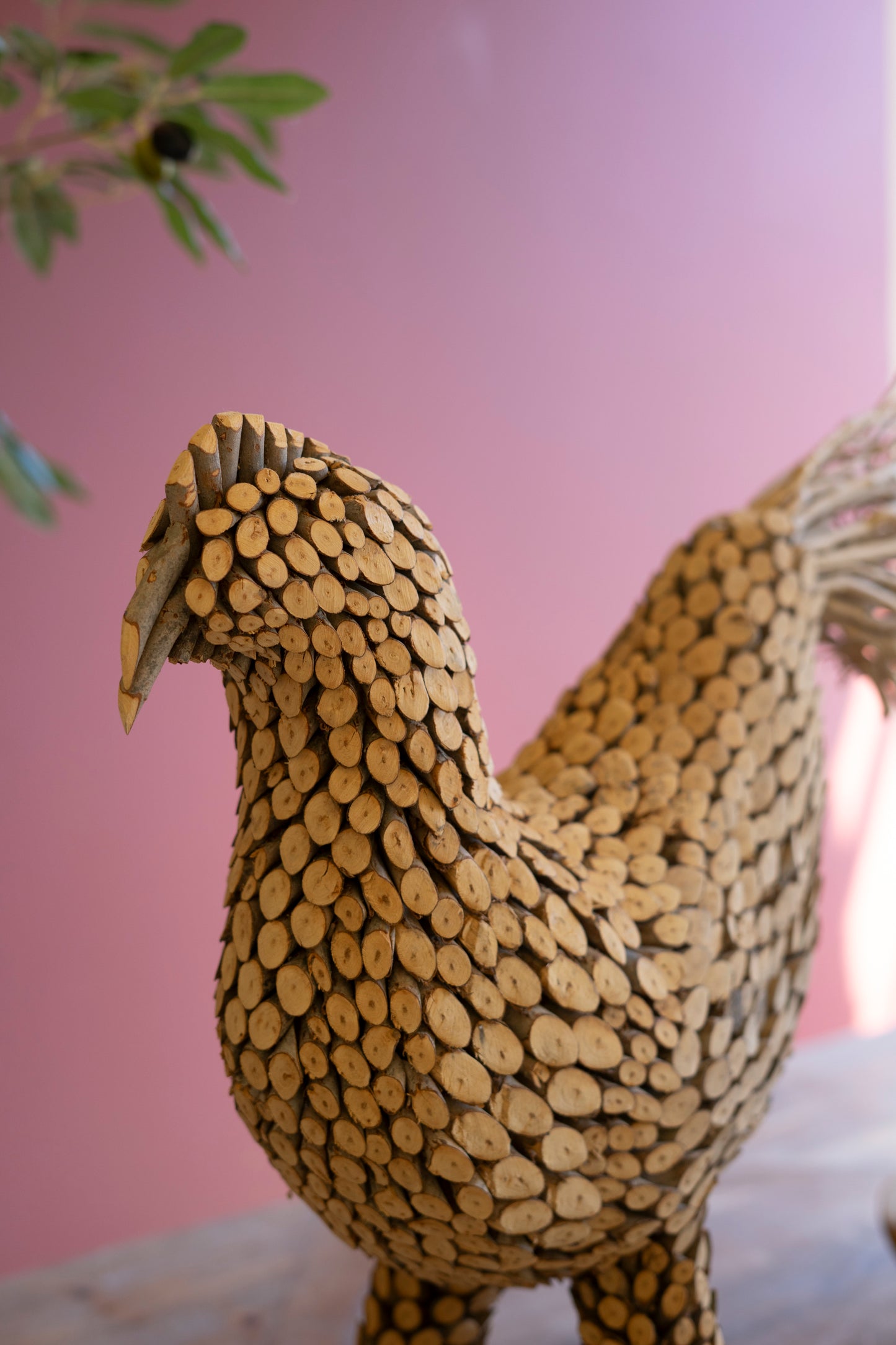 Reclaimed Spliced Wood and Twig Rooster