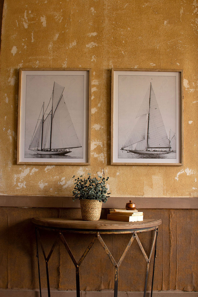 SET OF TWO FRAMED SAILBOAT PRINTS UNDER GLASS