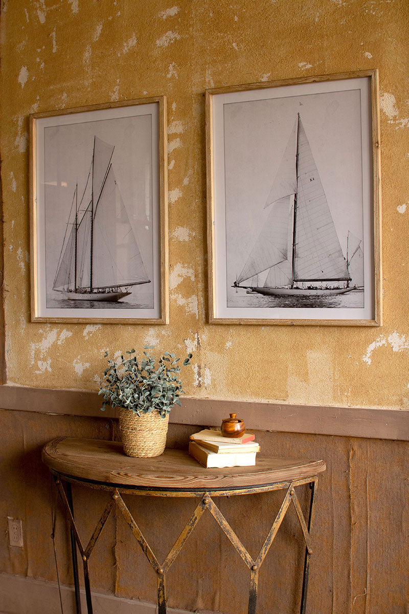 SET OF TWO FRAMED SAILBOAT PRINTS UNDER GLASS