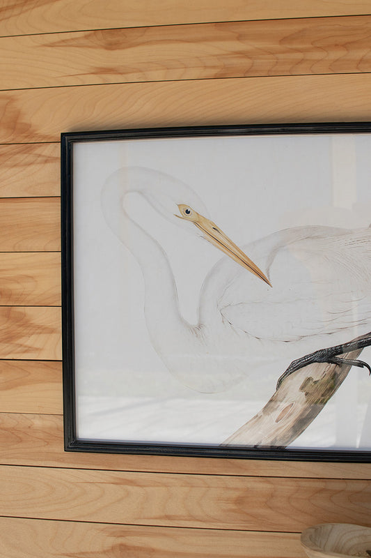 SET OF TWO FRAMED HERON PRINTS UNDER GLASS