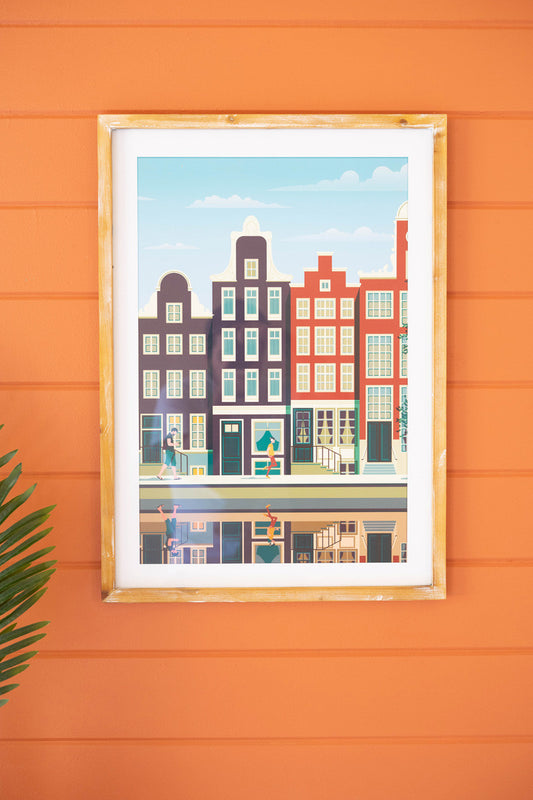 AMSTERDAM CITY SCAPE PRINT UNDER GLASS