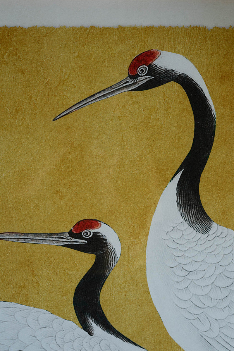 SET 2 FRAMED PRINTS UNDER GLASS -BLACK WHITE AND RED HERONS