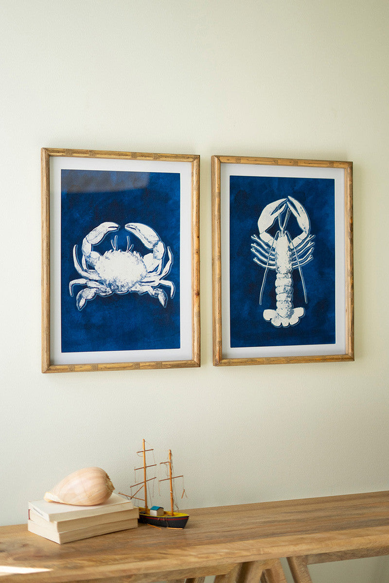 Set of 2 Crustation Prints Under Glass